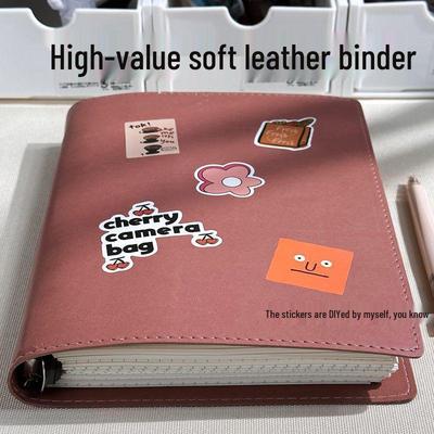Soft Leather Loose-Leaf Notebook with Removable Buckle for University Students