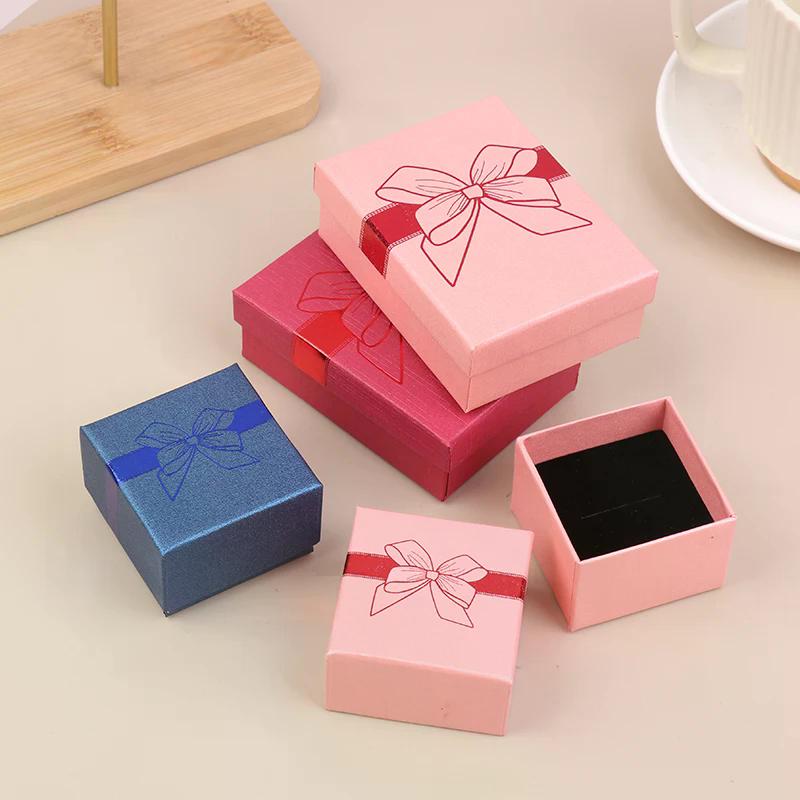 5Pcs Bow Jewelry Box Ring Earrings Bracelets Necklace Organizer Paper Jewelry Gift Packaging Box Wedding Proposal Supplies