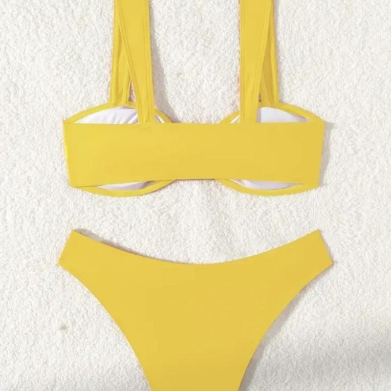 Women's Ring Bikini Set Wide Strap High Cut Two Piece Swimsuit