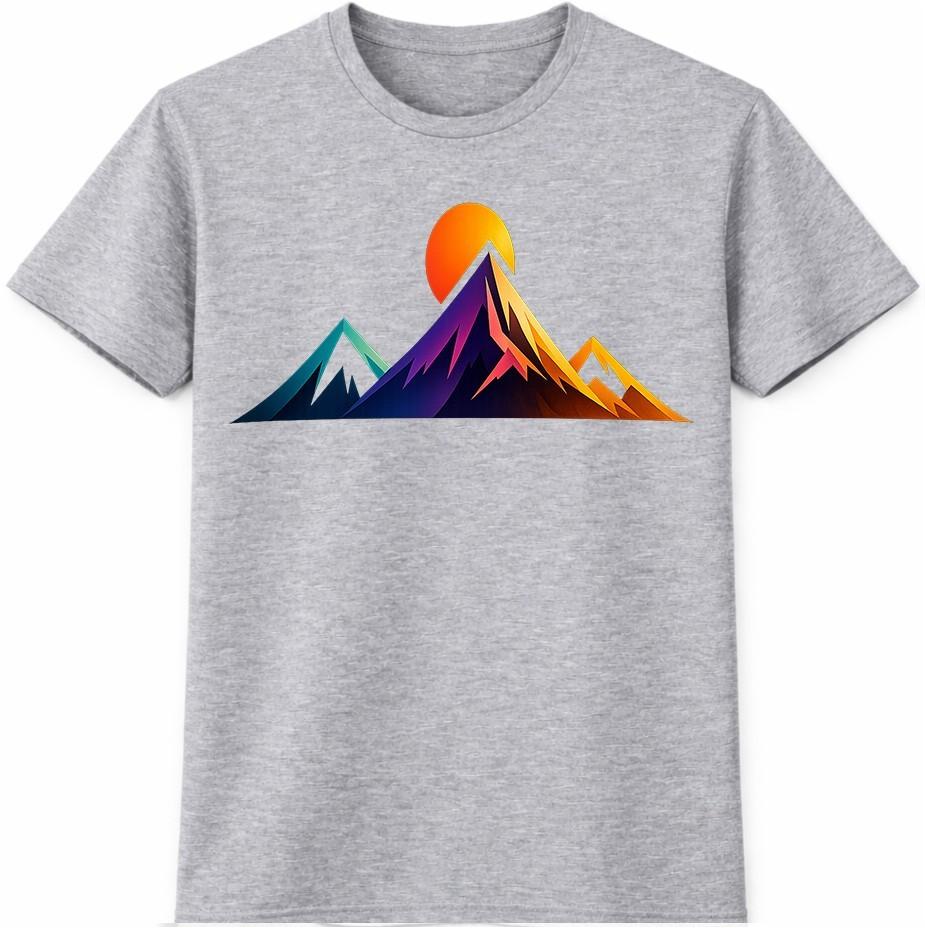 Mountain Sunset T Shirt Colorful Range Landscape Adventure Hiking Graphic Tee