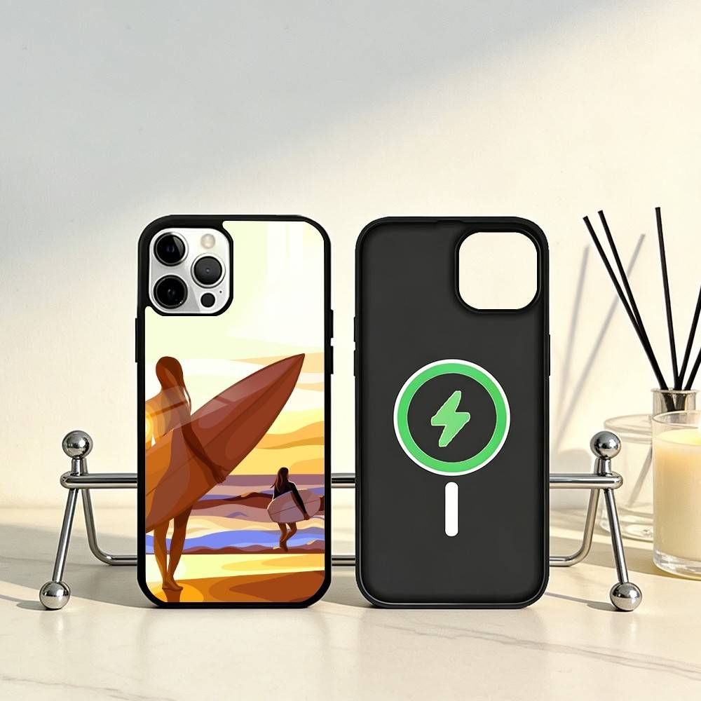 Surfboard Surfing Art Surf Girl Phone Case For iPhone17,16,15,14,13,12,11 Plus,Pro Max Magnetic For Magsafe Wireless Charging