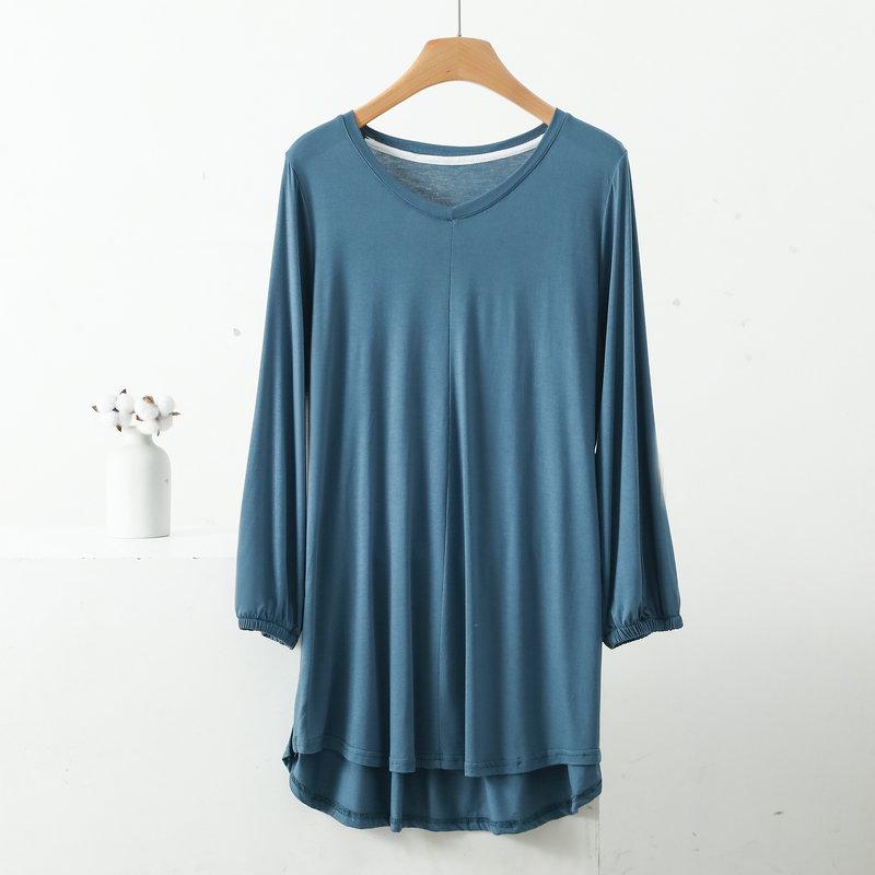 Women's V-Neck Plus Size Loose-Fit Modal T-Shirt - Nine-Sleeve Casual Summer Top