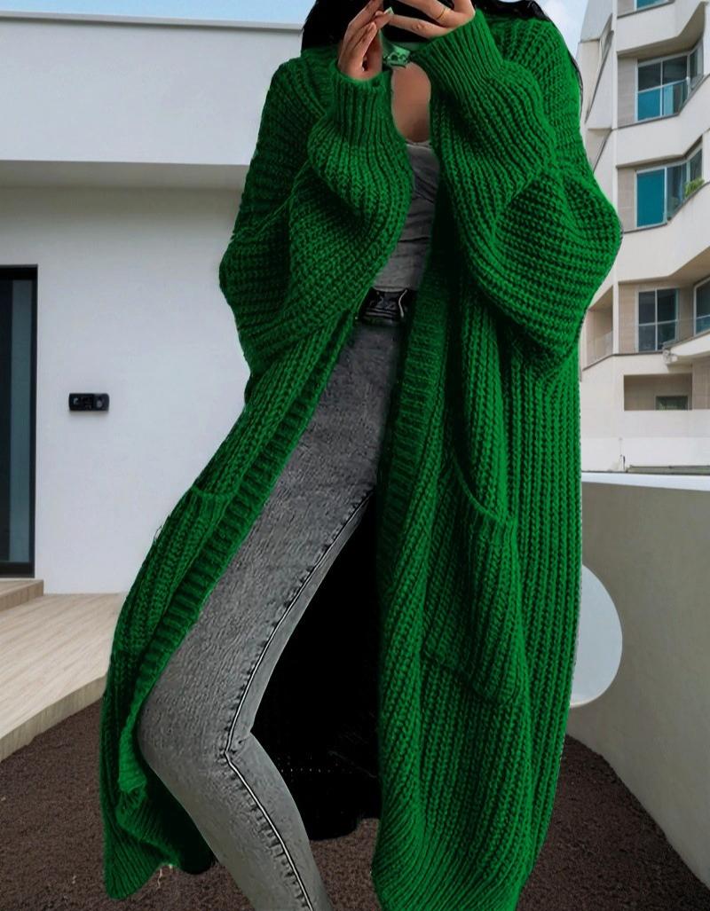 

Женские осенне-зимние теплые вязаные свитера свободного повседневного ленивого стиля, длинный кардиган-пальто XXL