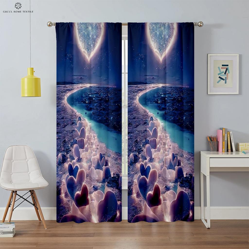 Cartoon Rainbow Fantasy Unicorn Drapes for Children, Suitable for Bedroom, Living Room, Balcony, Kitchen,  High Quality