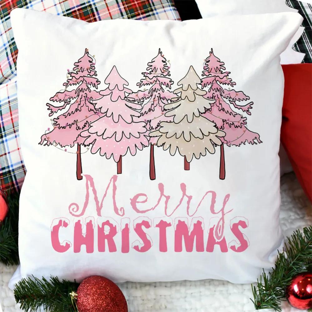 merry christmas printed Pillow Case christmas derco Pillow Dust Cover Bedroom Kids pink xmas Party Decoration Pillowcase gifts