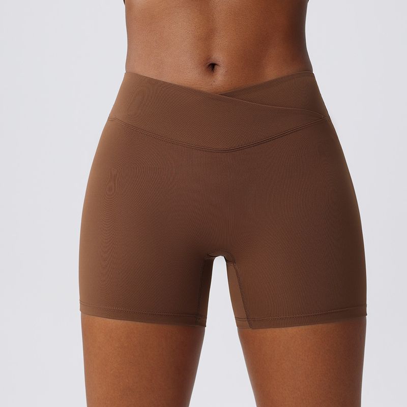 

Cross High Waist Yoga Shorts Female Outwear Peach Skinny Hip Raise Sports Shorts Running Fitness Hot Pants Sexy Elastic Light Curry XL