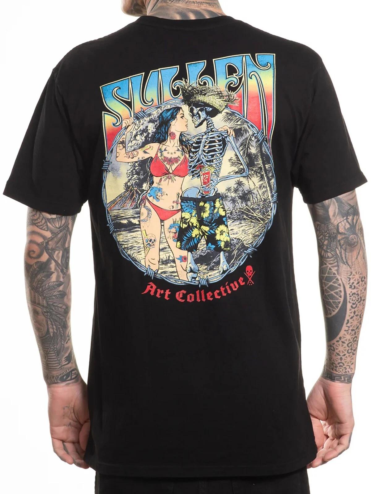 

Sullen Men s Primal Urge Short Sleeve Premium T-shirt Island Tattoo Skeleton Tee S