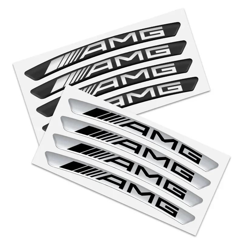 Hot Car Sticker 4Pcs Auto Wheel Hub Badge Tire Rim 3D Stickers For Mercedes Benz AMG W204 W203 W212 W211 W124 W210 GLC GLE CLA C