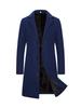 2026 Long Solid Color Single-Breasted Wool Trench Coat, Plus Size Casual Style Jacket