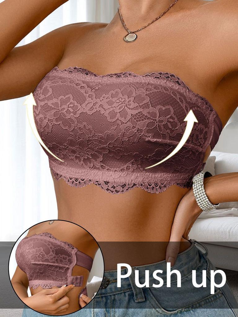 Soutien-gorge push-up sans bretelles en dentelle ultra-fine Lingerie sexy avec un beau dos