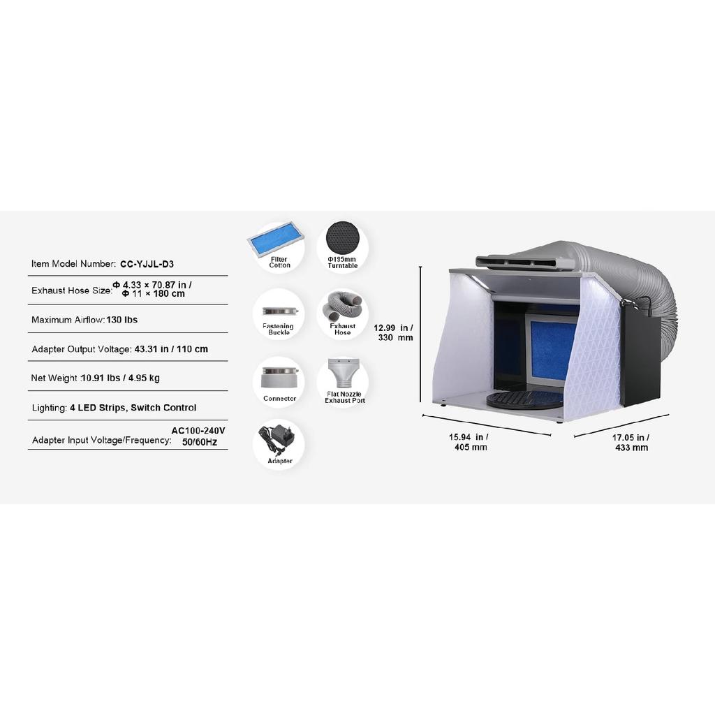 SucceBuy Airbrush Spray Booth Portable Hobby Airbrush Paint Spray Booth Kit with 4 LED Light Powerful Dual Exhaust Fans