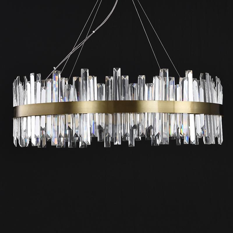 60CM Luxurious Designed Gold Glass Crystal Led Pendant Light Gold Ring Chandelier Round Light Fixture Dining Room Hotel Villa