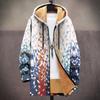 New Jacket: Multi-colored Pattern Elements, Zipper Hooded Cardigan, Thickened Winter Fleece Padded Clothes, Yellow Lining, Trendy Cotton Clothes