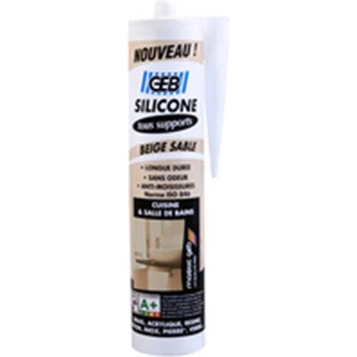 Mastic Silicone - Geb - 280 Ml - Beige Sable - Qualité Sanitaire - Fongicide Puissant