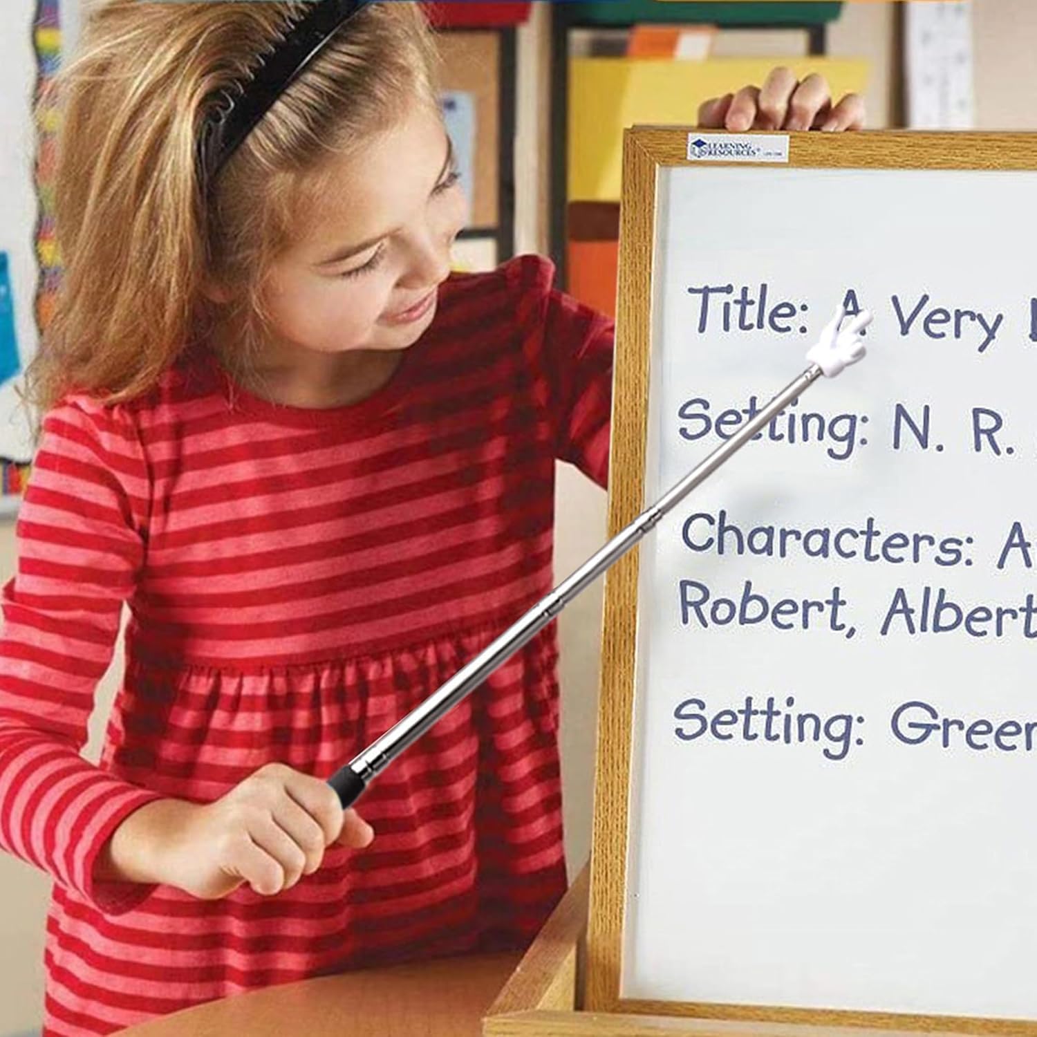 Telescopic Teaching Pointer for Teachers, Retractable Presentation Stick for Classroom, Online Teaching, Elementary School and Kindergarten