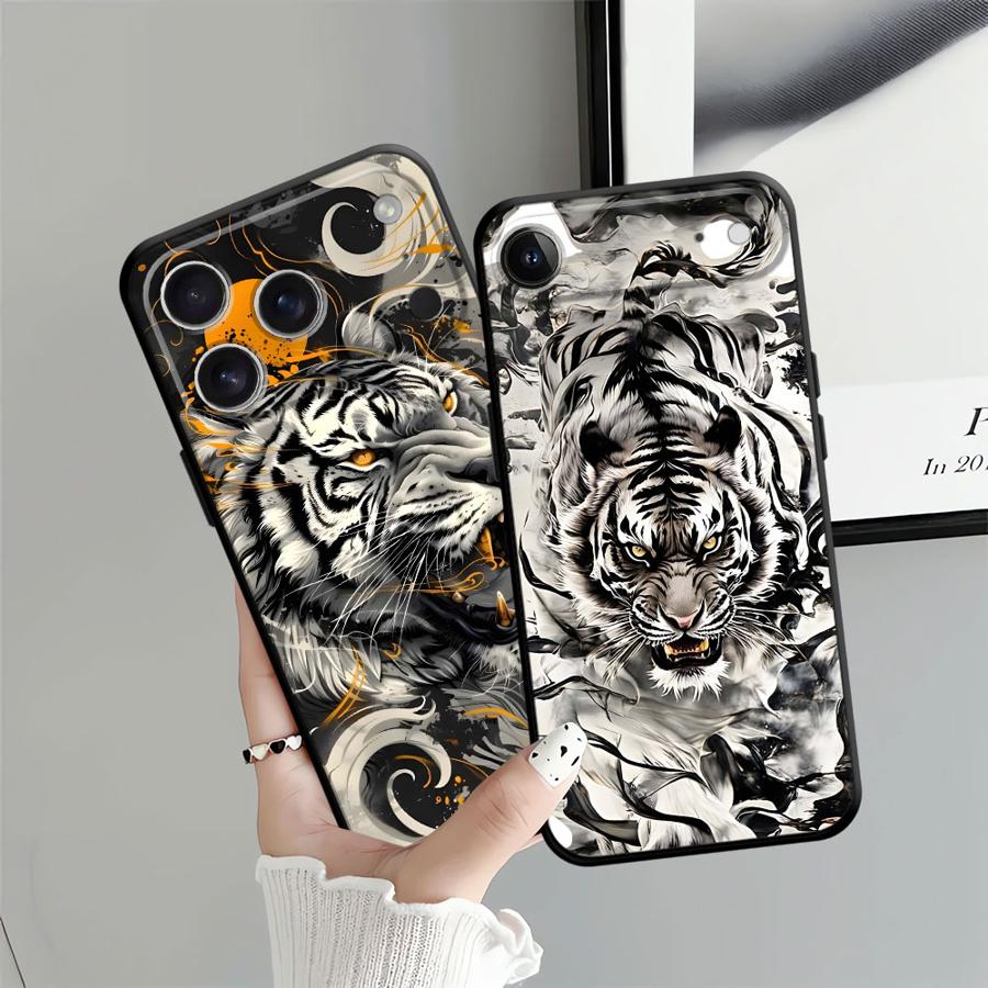 Funda Phone Cover Case for Apple iPhone 17 Pro Max 16 13 14 XR XS MAX 15 Pro 7 8 11 12 Air Cool Silver Tiger