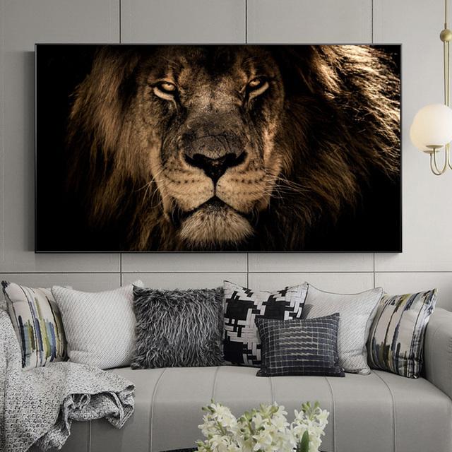 African Black Lion Leopard Animal Posters and Prints Canvas Painting Wall Pictures For Living Room Interior Cuadros Home Decor No Frame