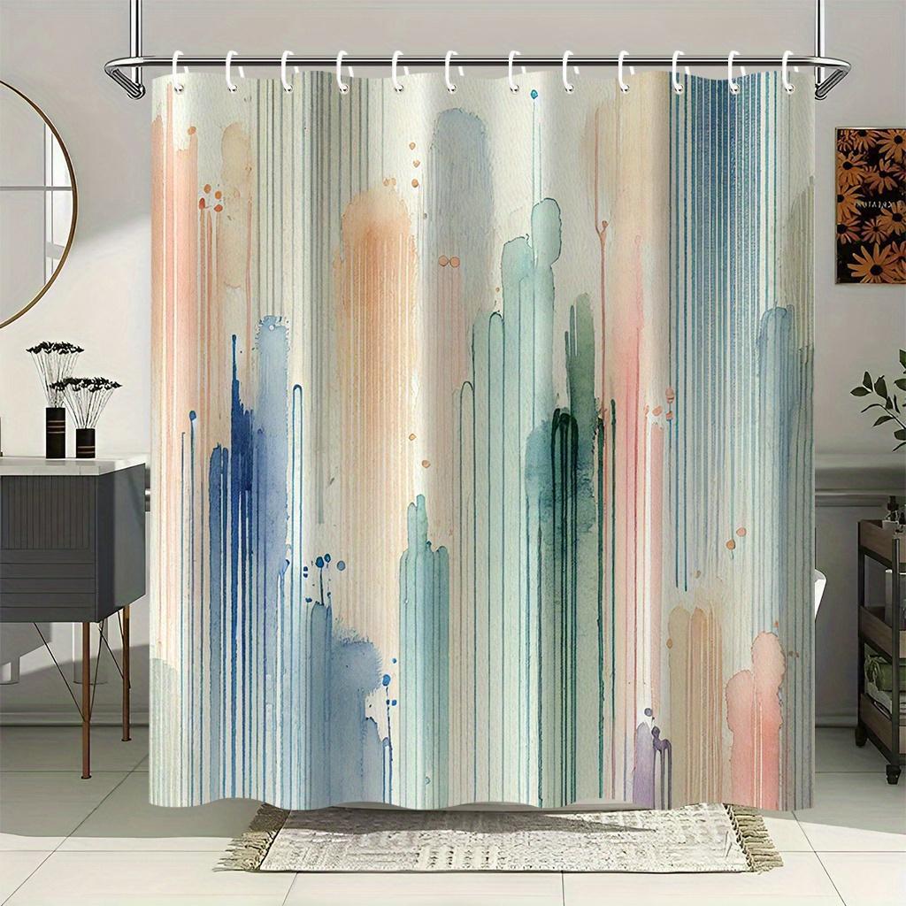 

Abstract Watercolor Cityscape Shower Curtain 1Pc With 12 Hooks For Bathroom Home Decor Polyester 2D Flat Print 70.8X70.8 Inch W60H190(CM)-1 Pcs