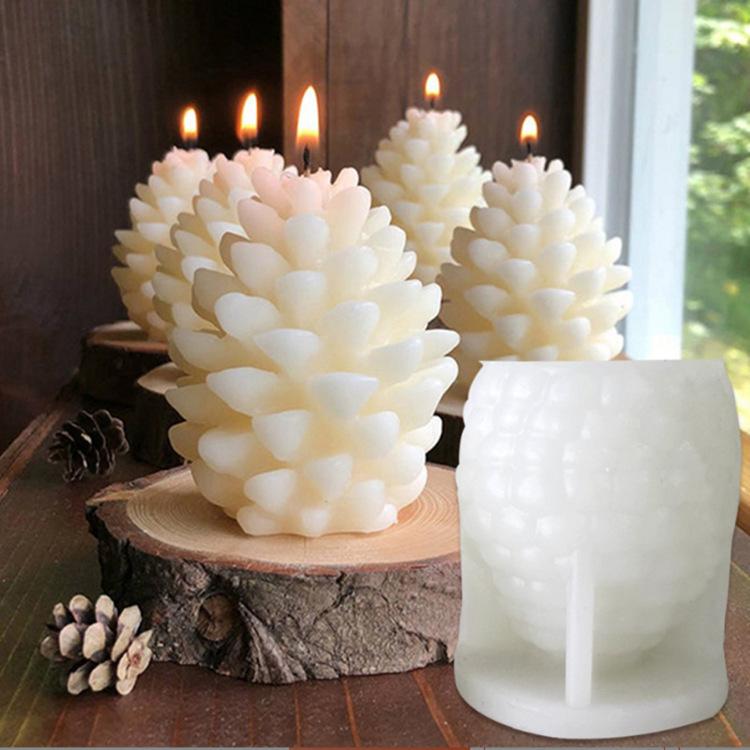 1Pc Three-dimensional Pine Cone Silicone Mold DIY Candle Aromatherapy Diffuser Stone Christmas Tree Home Gift Ornament Maker