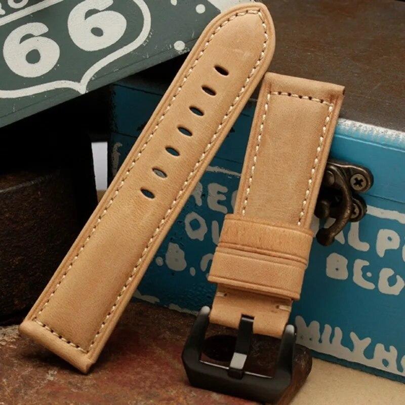 For Panerai Watch Strap Genuine Leather Band Men's Women's Original PAM111/441/312 Crazy Horse Belt 18mm 20mm 22mm 24mm 26mm Samsung Watch HUAWEI