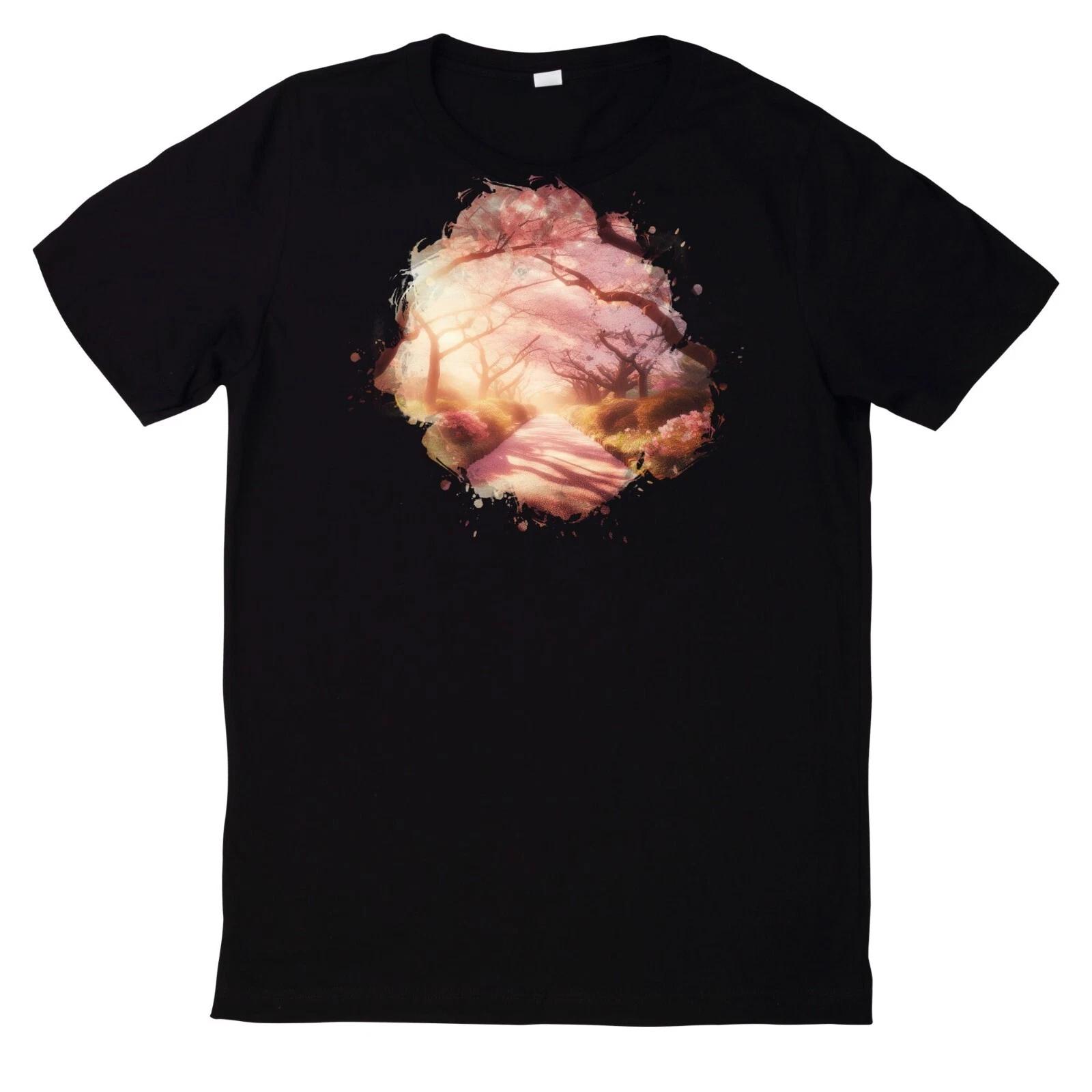 T-Shirt Aquarell ruhige Kirschblüten Welt Motiv L