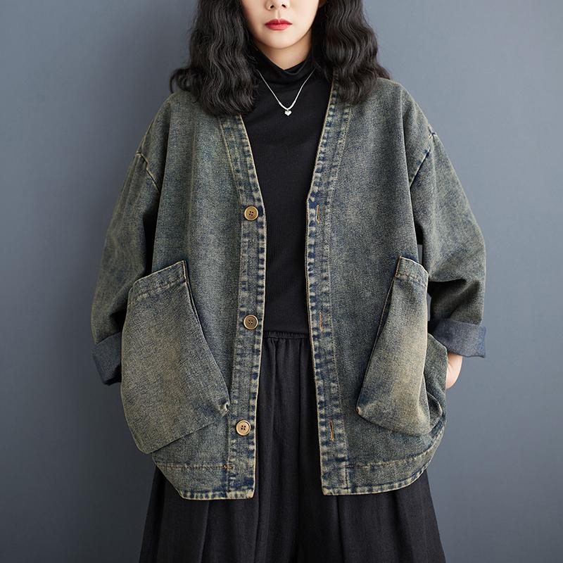 

Autumn Women Classic Vintage Oversized Denim Outerwear Females Fashion Loose Jackets Leisure Luxury Coats 2XL синій