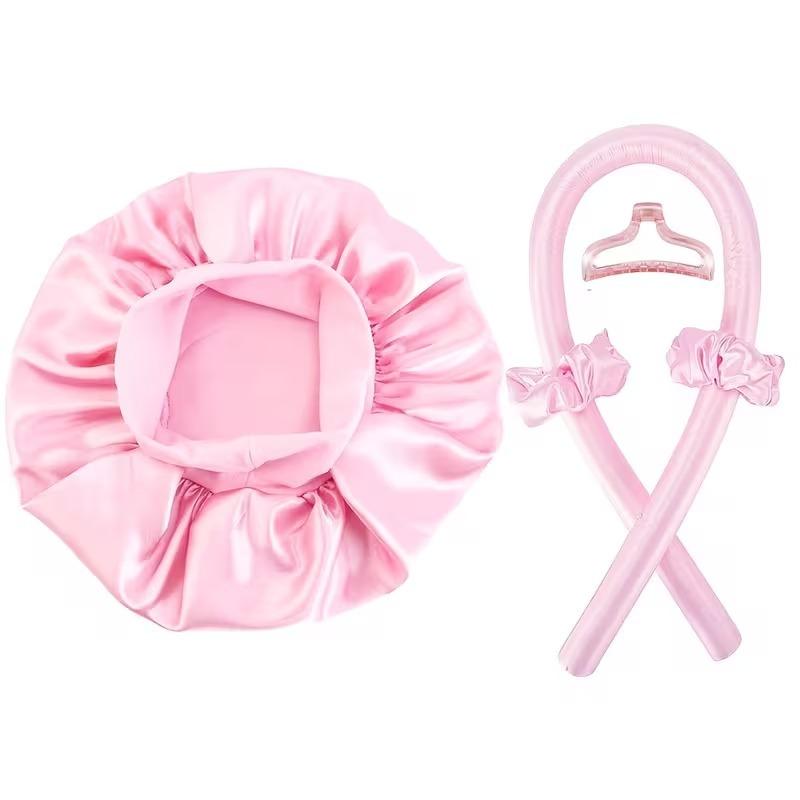 3/5/8pcs No-Heat Curling Iron Set with Satin Sleep Cap Hair Clips Comb Hair Tie Women's Heatless Overnight Styling Tools