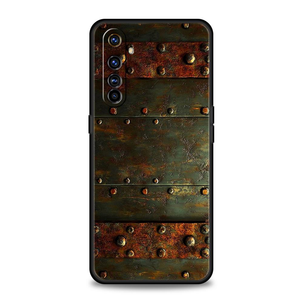 Soft TPU For Realme 11 10 9 Pro Plus GT2 GT3 GT5 C21 C25 C35 C53 C55 C67 Pro Phone Case Vintage Industrial Style Rusty Pattern