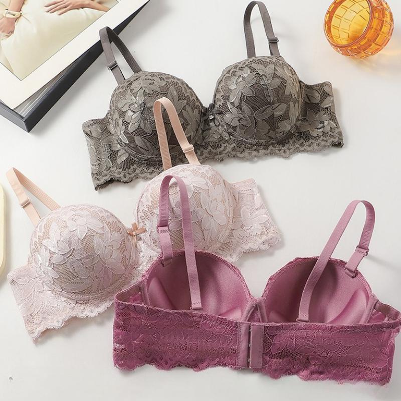 Dámská sexy podprsenka s polovičními košíčky z francouzské krajky, tenký vršek a silné dno, odnímatelná ramínka, s kosticemi, push-up podprsenka, 36-42 košíček BC