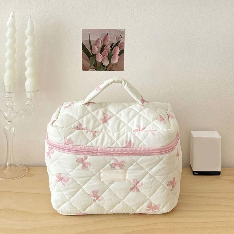 3Pcs Large Cosmetic Pouch Makeup Bags with Sweet Bows Design Storage Organizer For Storing Cosmetics And Toiletries