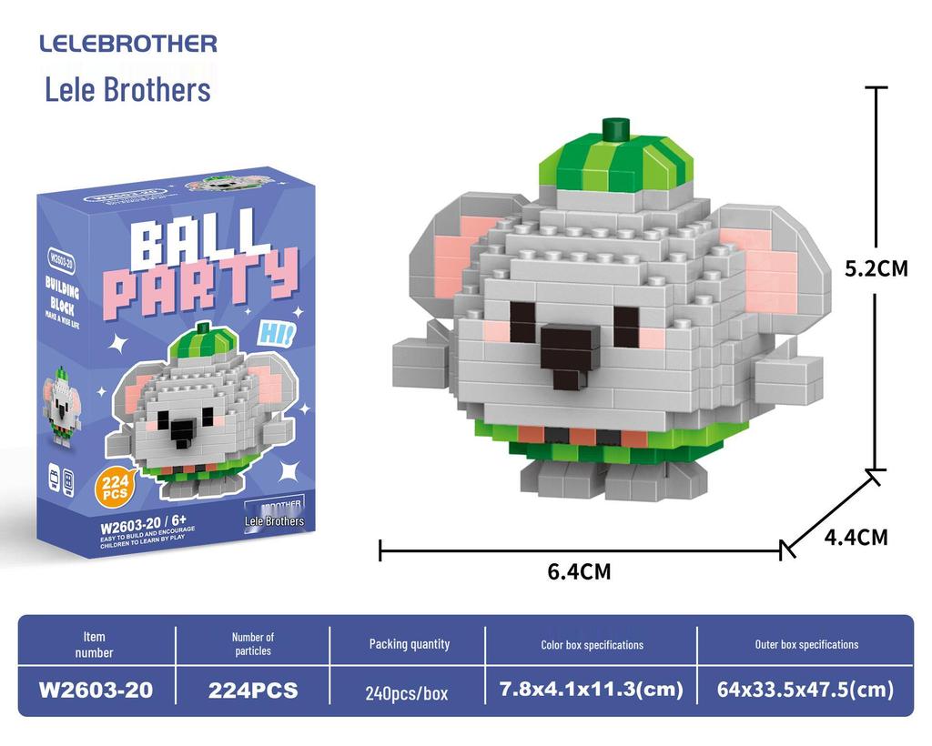 Lele Brothers W2603 Animal Egg Doll Micro Building Blocks for Children's Day Gift