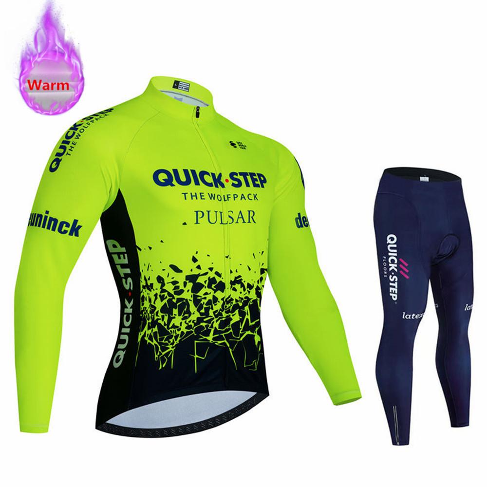 Soudal Quick Step 2026 Zimní cyklistický dres Termo fleecové cyklistické oblečení MTB Bicicleta Set Oblečení na cyklistiku Triathlon Cyklistický oblek