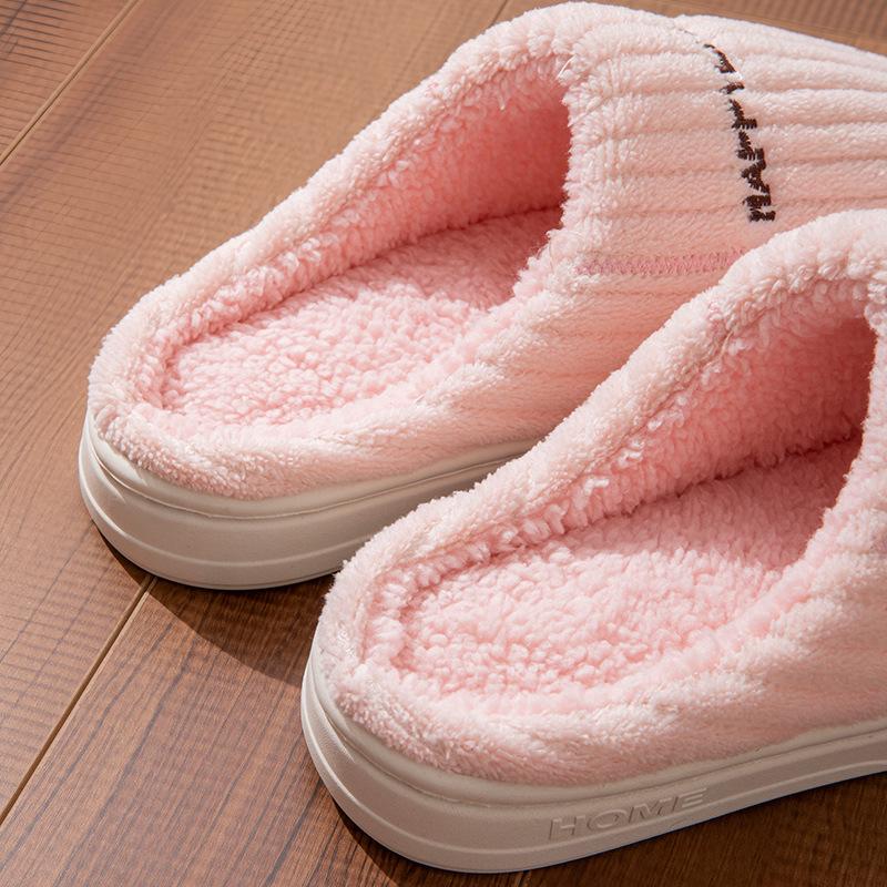 Cotton Slippers Autumn and Winter Indoor Home Dormitory Warm Wool Slippers Soft Sole Comfortable Velvet Shoes