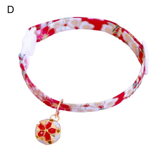 Coleira para animais de estimação estilo japonês, vestimenta ajustável, coleira para cães e gatos, com sino