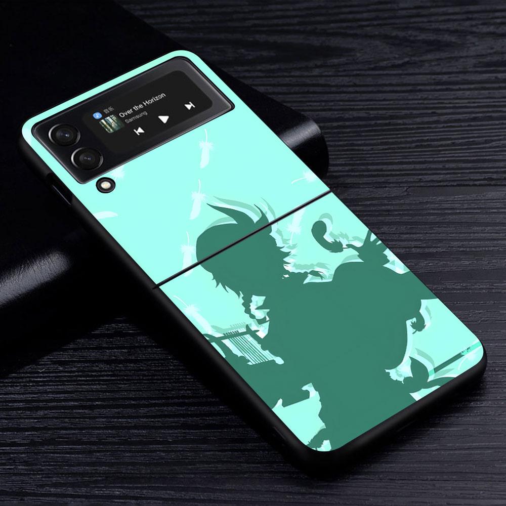 Barbatos Genshin Impact Case for Samsung Galaxy Z Flip4 Flip3 5G PC Hard Cell Phone Shell Z Flip 4 3 Black Zflip4 Zflip3 Cover