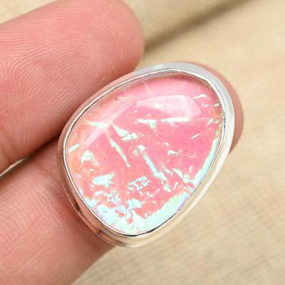 Pink Australian Triplet Opal Gemstone Handmade Solid 925 Sterling Silver Ring