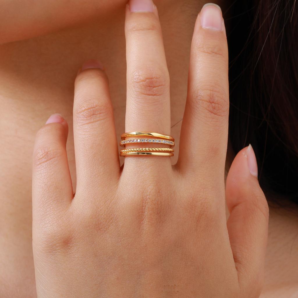 Dainty Set Slim Ring for Women with Cubic Zirconia Exquisite Zircon Stacking Rings Thin Accessories for Wedding Gift