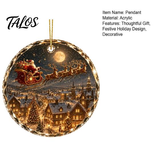 Christmas Landscape Ornament Scene Acrylic for Holiday Tree Decor, Decorative Festive Hanging Keepsake Party And Seasonal Home Decorations Artistic