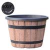 Large Plastic Flowerpot for Plants Rustic Barrel Style Plant Pots with Built-In Drainage Holes 8" Brown Plastic-Inspired Wood Finish Planter