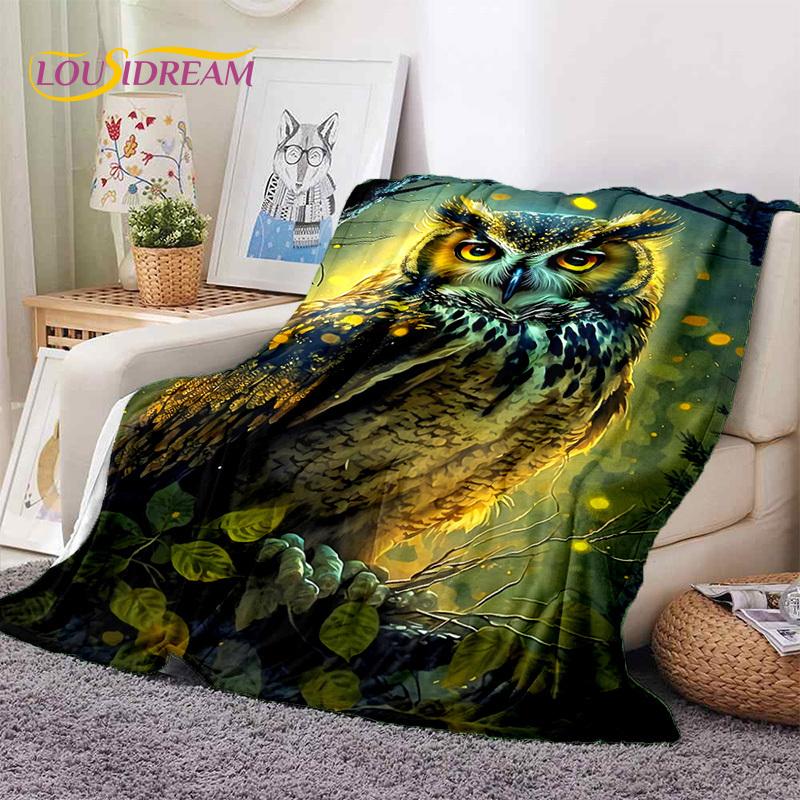 3D Cute Owl Eagle Birds Cartoon HD Soft Flannel Blankets,Throw Blanket Comfortable Blanket for Picnic Beds Home Bedroom Kid Gift