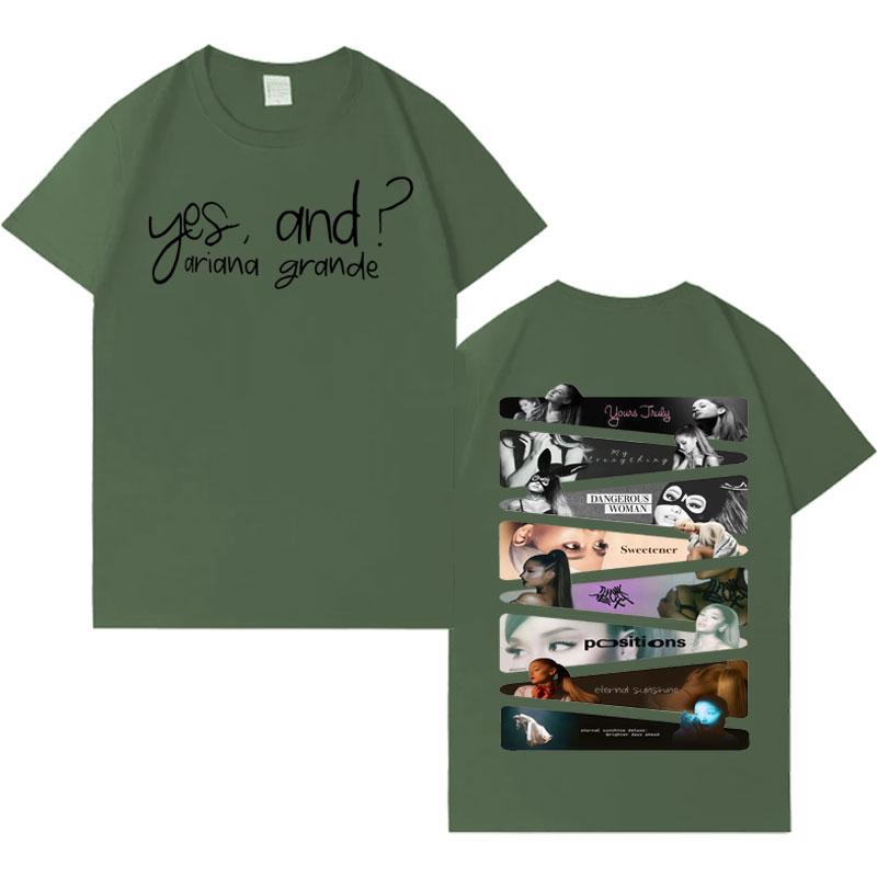 Yes and Ariana Grande Singer Trendy Music TShirts Mens Women Gothic Clothing Short Sleeve Tshirt Cozy Loose Crewneck Streetwear