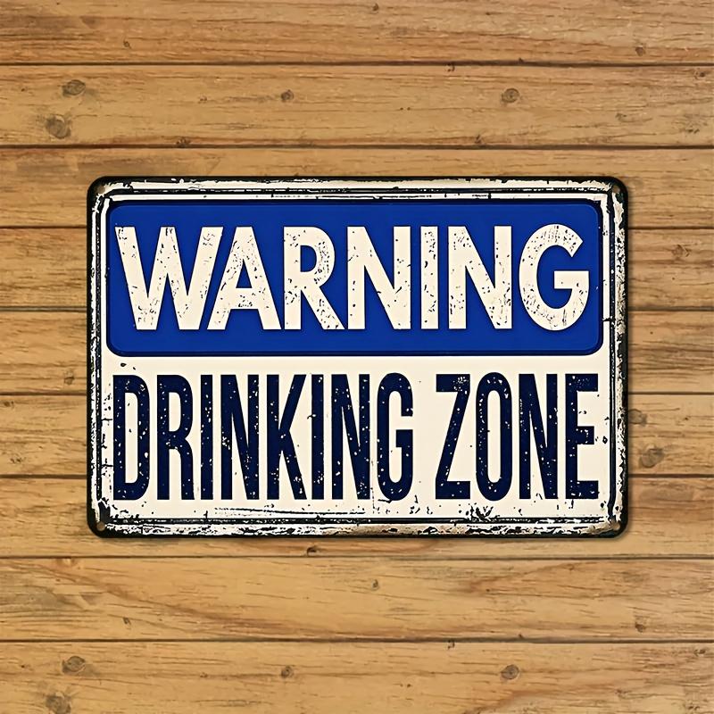 

Vintage WARNING DRINKING ZONE Metal Tin Sign Rustic Blue White Distressed Design Perfect for Bar Pub Garage or Bedro aluminum 20x30cm