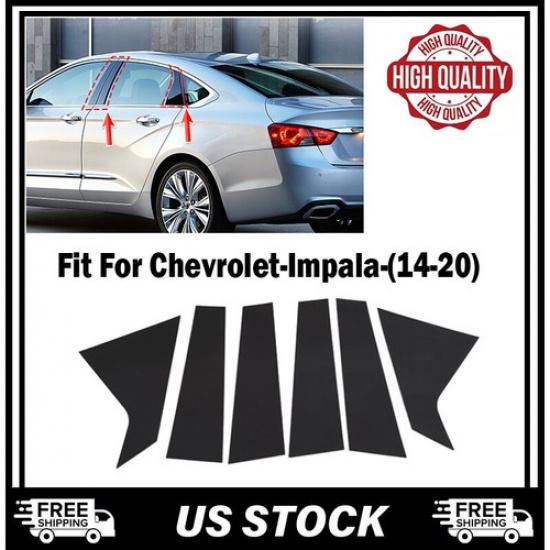 For 2014-2020 Chevrolet Impala Piano Balck Pillar Posts 6pcs Set Door Trim Cover