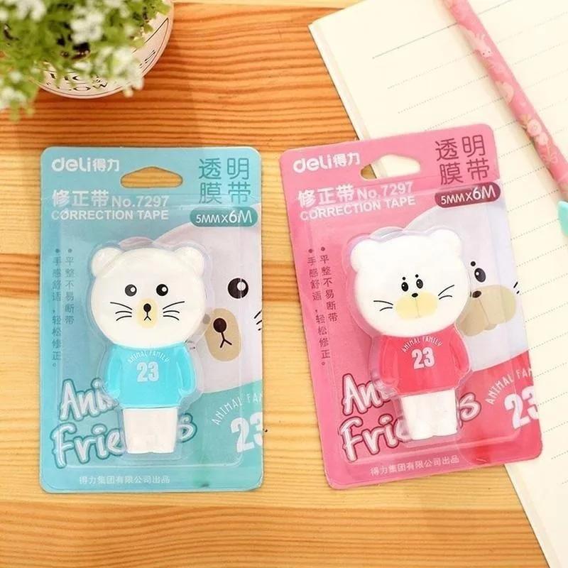 Cute Plastic Cartoon Rabbit Correction Tape Fix with Eraser Office School Supplies Animal Family Stationery Color Random
