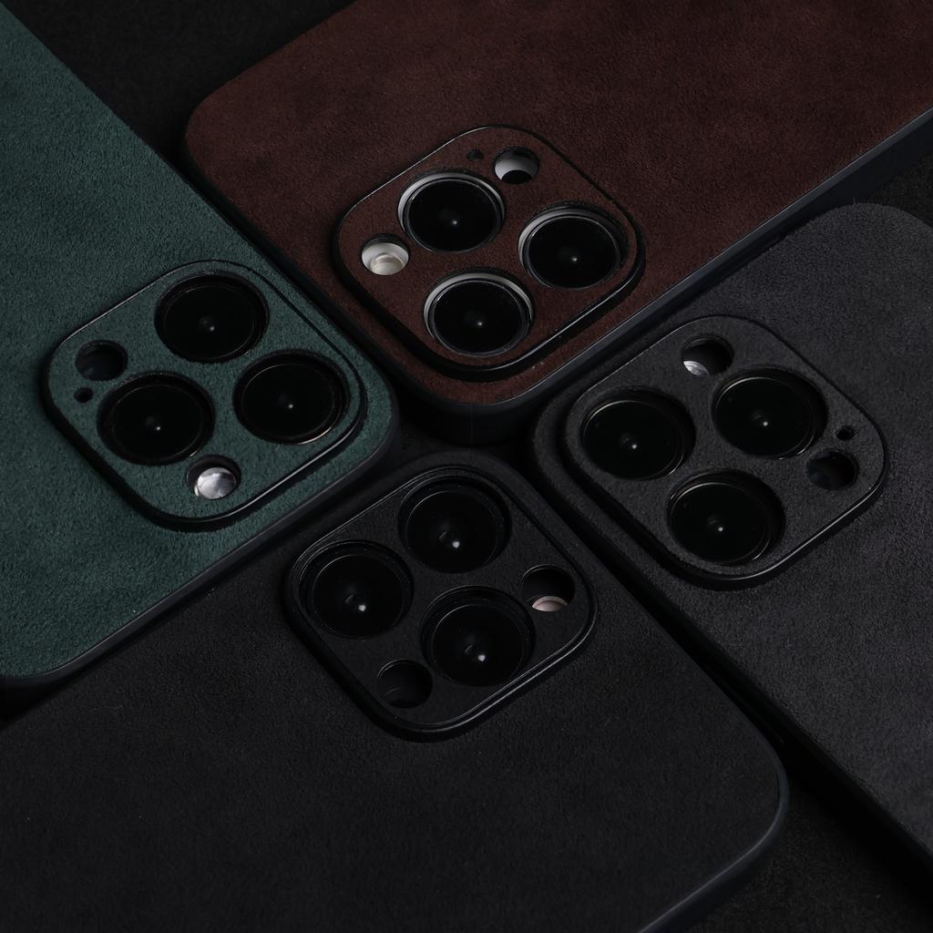 ALCANTAR Case for 17 Pro Max 16 15 14 13 Luxury Artificial Leather Supercar Suede Phone Cases Cover
