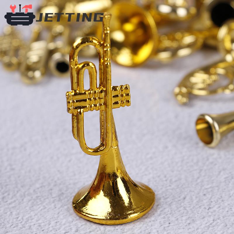 7PCS Mini Plastic Gold Musical Instrument For Christmas Tree Hanging Xmas Decor Gift Collecting Musical Toy