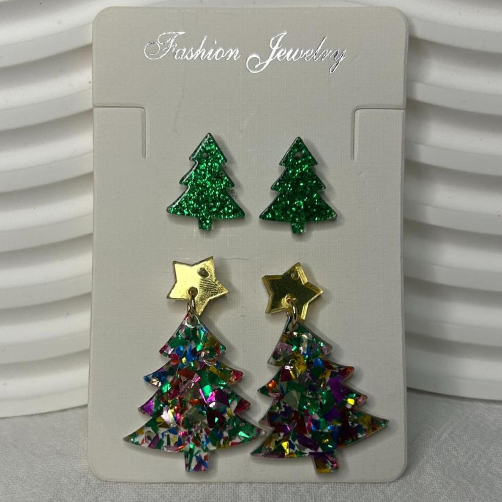 Christmas Series Stud Earrings - Tree, Gloves, Reindeer & Snowman Designs for Women