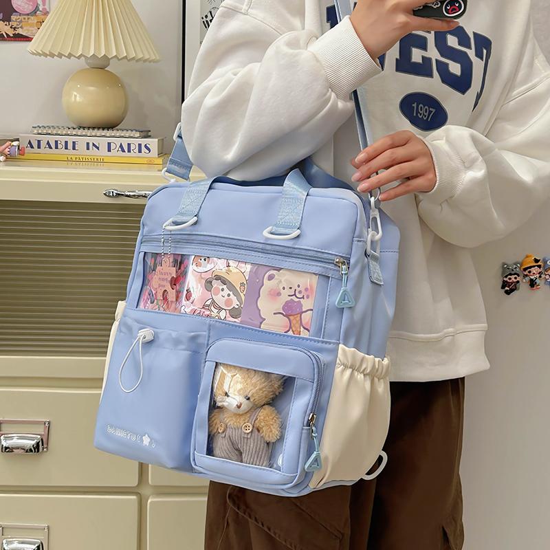 Lightweight Shoulder Bag Messenger Bag Student Crossbody Bag Women's Color Block Backpack