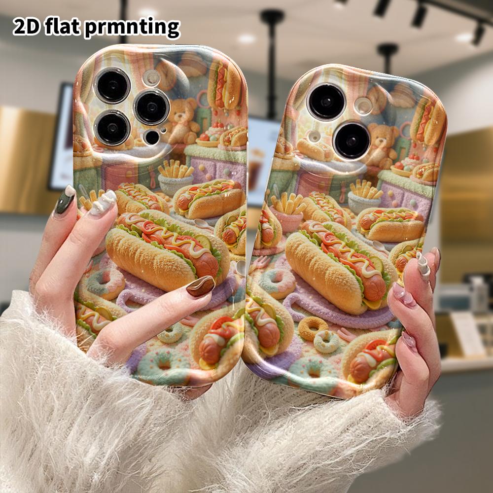 Phone Case: 2D Flat, Suitable for iPhone 18 17 16 15 14 13 12 Pro, Hot Dog Kitchen, Perfect Christmas and Halloween Holiday Gift