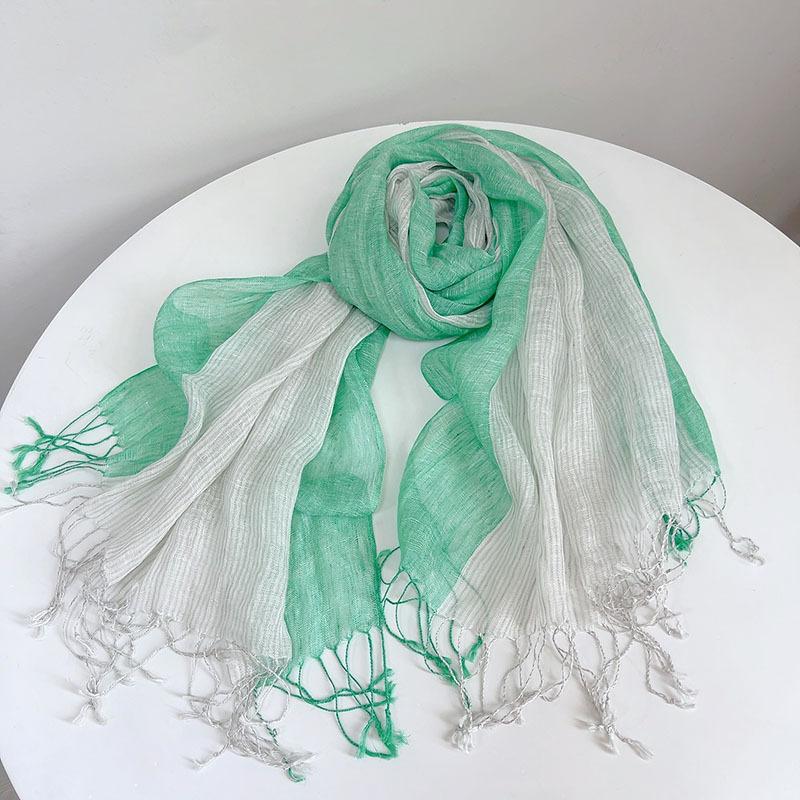 Japanese Plaid Retro Linen Scarf Mori Girl Literary And Versatile Breathable Shawl Neck Protection Shawl Silk Scarf Sun Protection